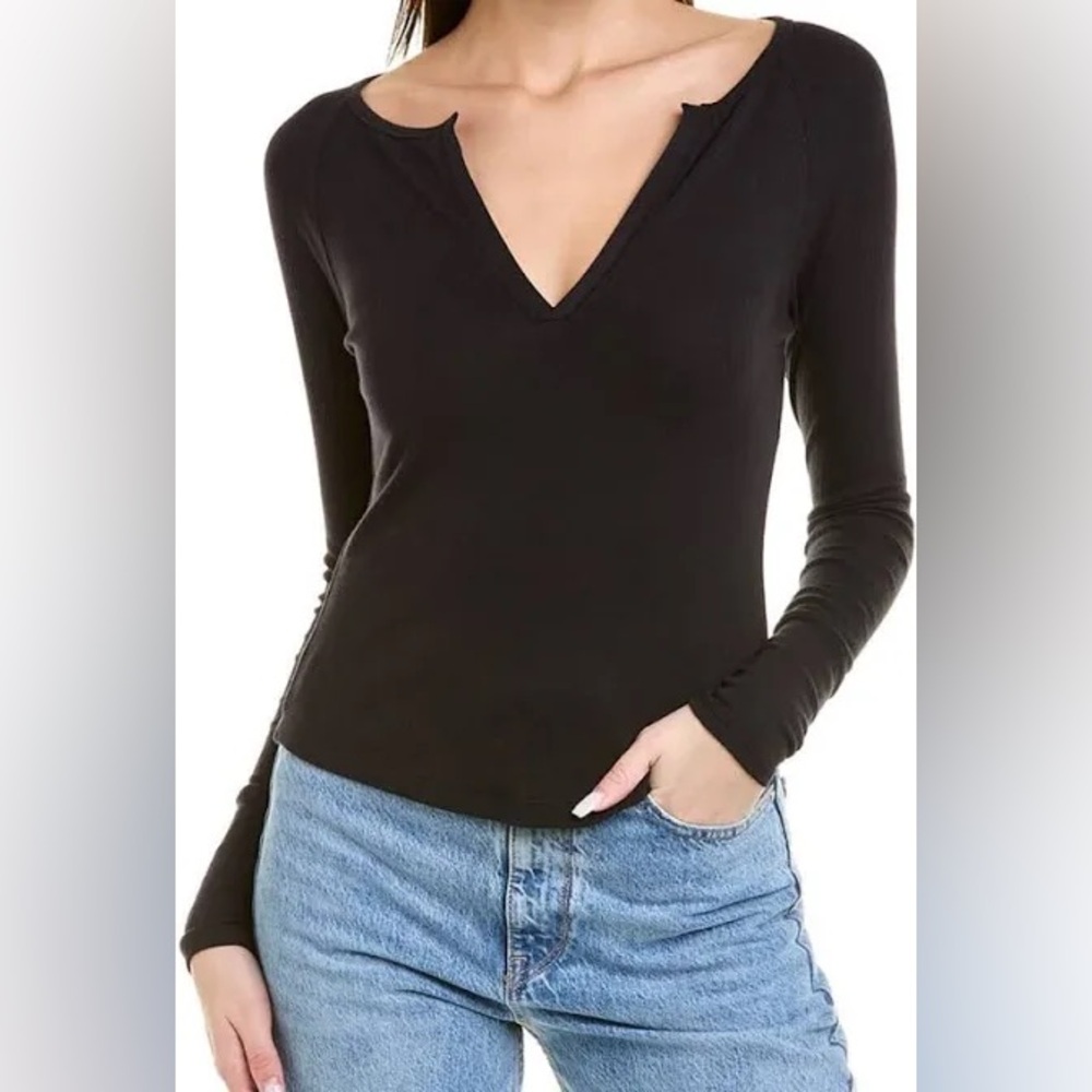 Free People Black Bille Layering Long Sleeve Tee XS NWT